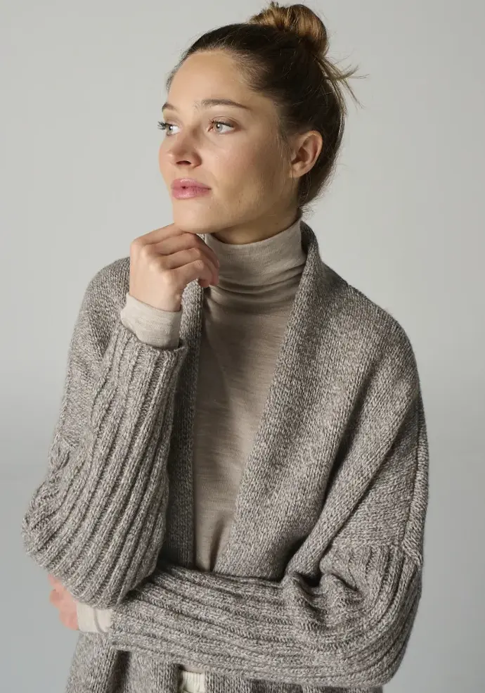 Gilet long en yack et laine pour femme